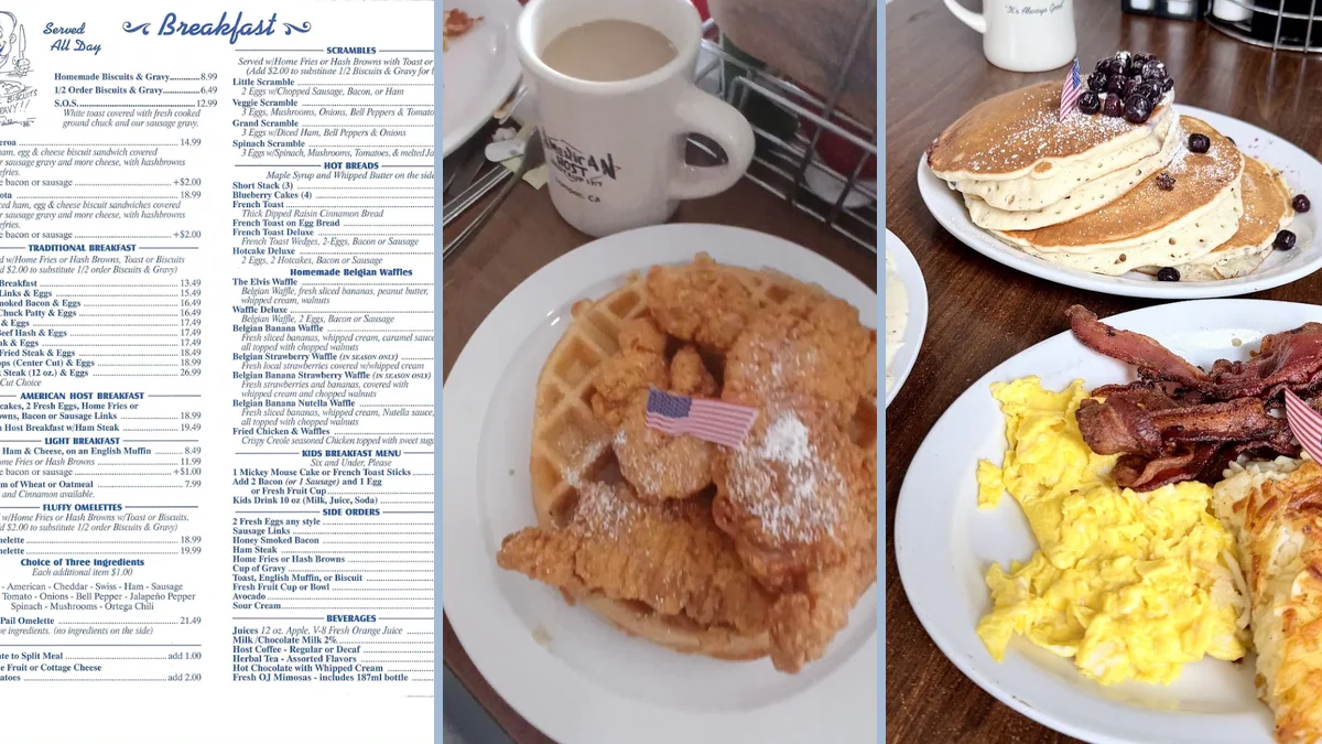 Breakfast plates on a simple table